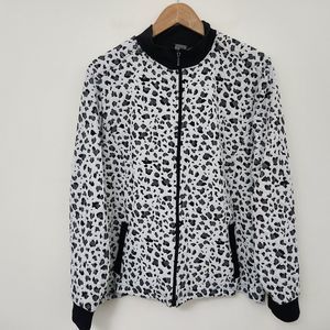 SOUTHERN LADY Women's White Leopard Print Basic Full Zip Jacket Size 2XL